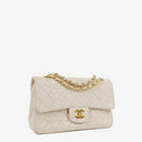 Chanel Medium Classic Vintage Double Flap Bag White Quilted Lambskin 24K Gold-Plated Hardware
