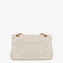 Chanel Medium Classic Vintage Double Flap Bag White Quilted Lambskin 24K Gold-Plated Hardware