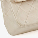 Chanel Medium Classic Vintage Double Flap Bag White Quilted Lambskin 24K Gold-Plated Hardware