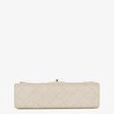 Chanel Medium Classic Vintage Double Flap Bag White Quilted Lambskin 24K Gold-Plated Hardware