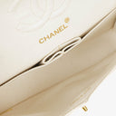 Chanel Medium Classic Vintage Double Flap Bag White Quilted Lambskin 24K Gold-Plated Hardware