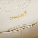 Chanel Medium Classic Vintage Double Flap Bag White Quilted Lambskin 24K Gold-Plated Hardware