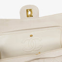 Chanel Medium Classic Vintage Double Flap Bag White Quilted Lambskin 24K Gold-Plated Hardware