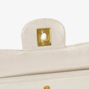 Chanel Medium Classic Vintage Double Flap Bag White Quilted Lambskin 24K Gold-Plated Hardware