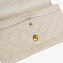 Chanel Medium Classic Vintage Double Flap Bag White Quilted Lambskin 24K Gold-Plated Hardware