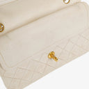 Chanel Medium Classic Vintage Double Flap Bag White Quilted Lambskin 24K Gold-Plated Hardware