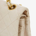 Chanel Medium Classic Vintage Double Flap Bag White Quilted Lambskin 24K Gold-Plated Hardware