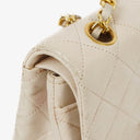 Chanel Medium Classic Vintage Double Flap Bag White Quilted Lambskin 24K Gold-Plated Hardware