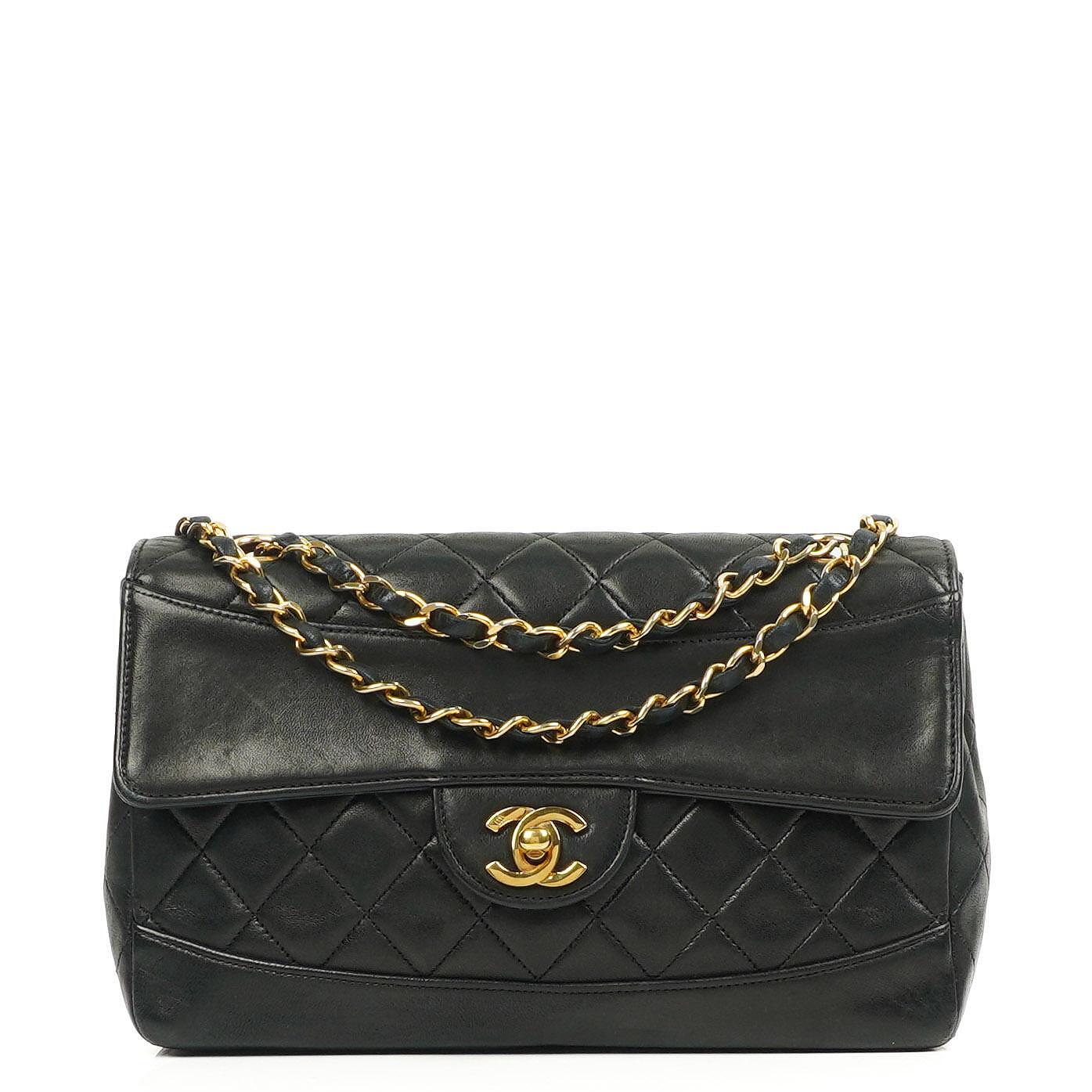 Chanel Medium Classic Vintage Single Flap Bag Quilted Lambskin 24K Gold-Plated Hardware, 1989-1991