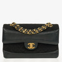 Chanel Medium Classic Vintage Single Flap Bag Quilted Lambskin And Jersey 24K Gold-Plated Hardware