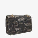 Chanel Medium Coco Black White Printed Quilted Canvas Double Flap Bag