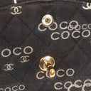 Chanel Medium Coco Black White Printed Quilted Canvas Double Flap Bag
