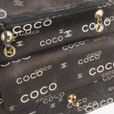Chanel Medium Coco Black White Printed Quilted Canvas Double Flap Bag