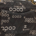 Chanel Medium Coco Black White Printed Quilted Canvas Double Flap Bag