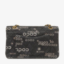 Chanel Medium Coco Black White Printed Quilted Canvas Double Flap Bag