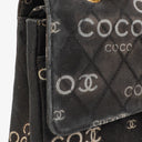 Chanel Medium Coco Black White Printed Quilted Canvas Double Flap Bag