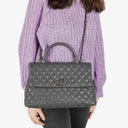 Chanel Medium Coco Handle Grey Quilted Caviar Leather Handle Bag