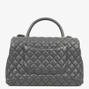 Chanel Medium Coco Handle Grey Quilted Caviar Leather Handle Bag