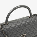 Chanel Medium Coco Handle Grey Quilted Caviar Leather Handle Bag