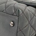 Chanel Medium Coco Handle Grey Quilted Caviar Leather Handle Bag
