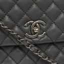 Chanel Medium Coco Handle Grey Quilted Caviar Leather Handle Bag