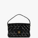 Chanel Medium Double Sided Flap Bag Black Quilted Patent Leather 24K Gold-Plated Hardware