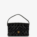 Chanel Medium Double Sided Flap Bag Black Quilted Patent Leather 24K Gold-Plated Hardware