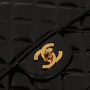 Chanel Medium Double Sided Flap Bag Black Quilted Patent Leather 24K Gold-Plated Hardware