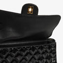 Chanel Medium Double Sided Flap Bag Black Quilted Patent Leather 24K Gold-Plated Hardware