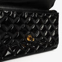 Chanel Medium Double Sided Flap Bag Black Quilted Patent Leather 24K Gold-Plated Hardware