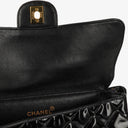 Chanel Medium Double Sided Flap Bag Black Quilted Patent Leather 24K Gold-Plated Hardware