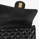 Chanel Medium Double Sided Flap Bag Black Quilted Patent Leather 24K Gold-Plated Hardware