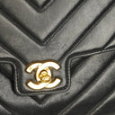 Chanel Medium Flap Bag Black Chevron Lambskin 24K Gold-Plated Hardware