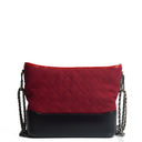 Chanel Medium Gabrielle Hobo Burgundy Quilted Felt And Navy Calfskin Bag With Gold-Tone, Silver And Aged Silver Hardware