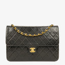 Chanel Medium Single Flap Bag Black Quilted Lambskin With Gold-Tone Hardware