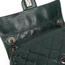 Chanel Medium Single Flap Bag Due Color Green Quilted Glazed Calfskin Ruthenium Hardware