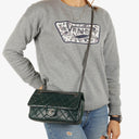 Chanel Medium Single Flap Bag Due Color Green Quilted Glazed Calfskin Ruthenium Hardware
