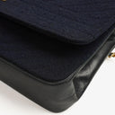 Chanel Medium Single Flap Bag In Navy Diagonal Quilted Jersey And Leather With 24K Gold-Plated Hardware
