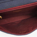 Chanel Medium Single Flap Bag In Navy Diagonal Quilted Jersey And Leather With 24K Gold-Plated Hardware