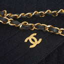 Chanel Medium Single Flap Bag In Navy Diagonal Quilted Jersey And Leather With 24K Gold-Plated Hardware