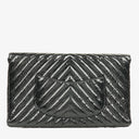 Chanel Metallic Black Crumpled Patent Calfskin Chevron Flap Clutch
