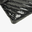 Chanel Metallic Black Crumpled Patent Calfskin Chevron Flap Clutch