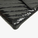 Chanel Metallic Black Crumpled Patent Calfskin Chevron Flap Clutch