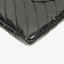 Chanel Metallic Black Crumpled Patent Calfskin Chevron Flap Clutch