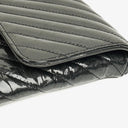 Chanel Metallic Black Crumpled Patent Calfskin Chevron Flap Clutch