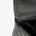 Chanel Metallic Black Crumpled Patent Calfskin Chevron Flap Clutch