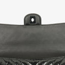 Chanel Metallic Black Crumpled Patent Calfskin Chevron Flap Clutch