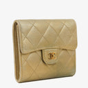Chanel Metallic Quilted Leather Mini Flap Wallet