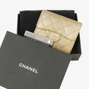 Chanel Metallic Quilted Leather Mini Flap Wallet