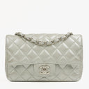 Chanel Mini Rectangular Single Flap Bag Metalic Silver Quilted Lambskin SIlver Tone Hardware